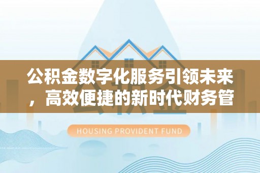 鹿泉公积金数字化服务引领未来，高效便捷的新时代财务管理