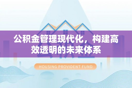 鹿泉公积金管理现代化，构建高效透明的未来体系