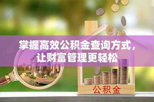 鹿泉掌握高效公积金查询方式，让财富管理更轻松
