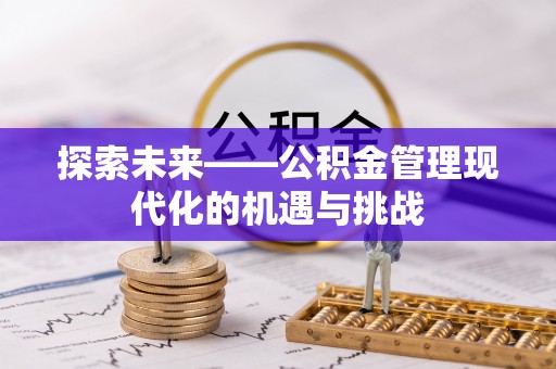 鹿泉探索未来——公积金管理现代化的机遇与挑战